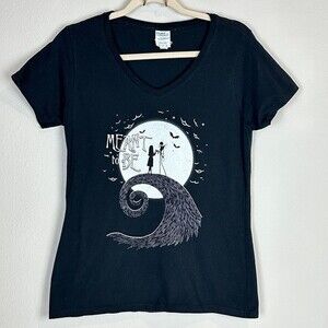 Disney Nightmare Before Christmas Jack & Sally Black Short Sleeve T-shirt M